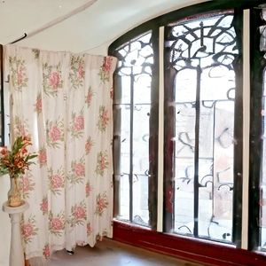 Vintage Mcm Flower Curtains Peony Pinch Pleat 4 Panels Drapes